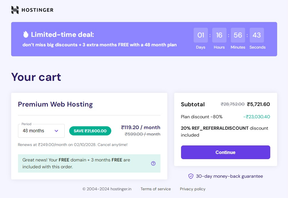 cart.hostinger.com CartHostinger Hostinger Coupon Codes October 2024 [Get 90% Off] for Domain